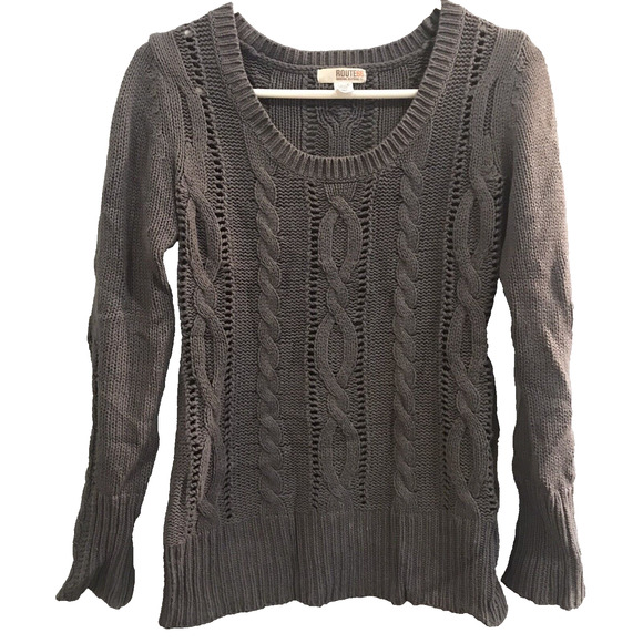 Route 66 Sweater Womens Size S Small Gray Cable Knit Round Neck Recycled Bottles - Picture 1 of 4